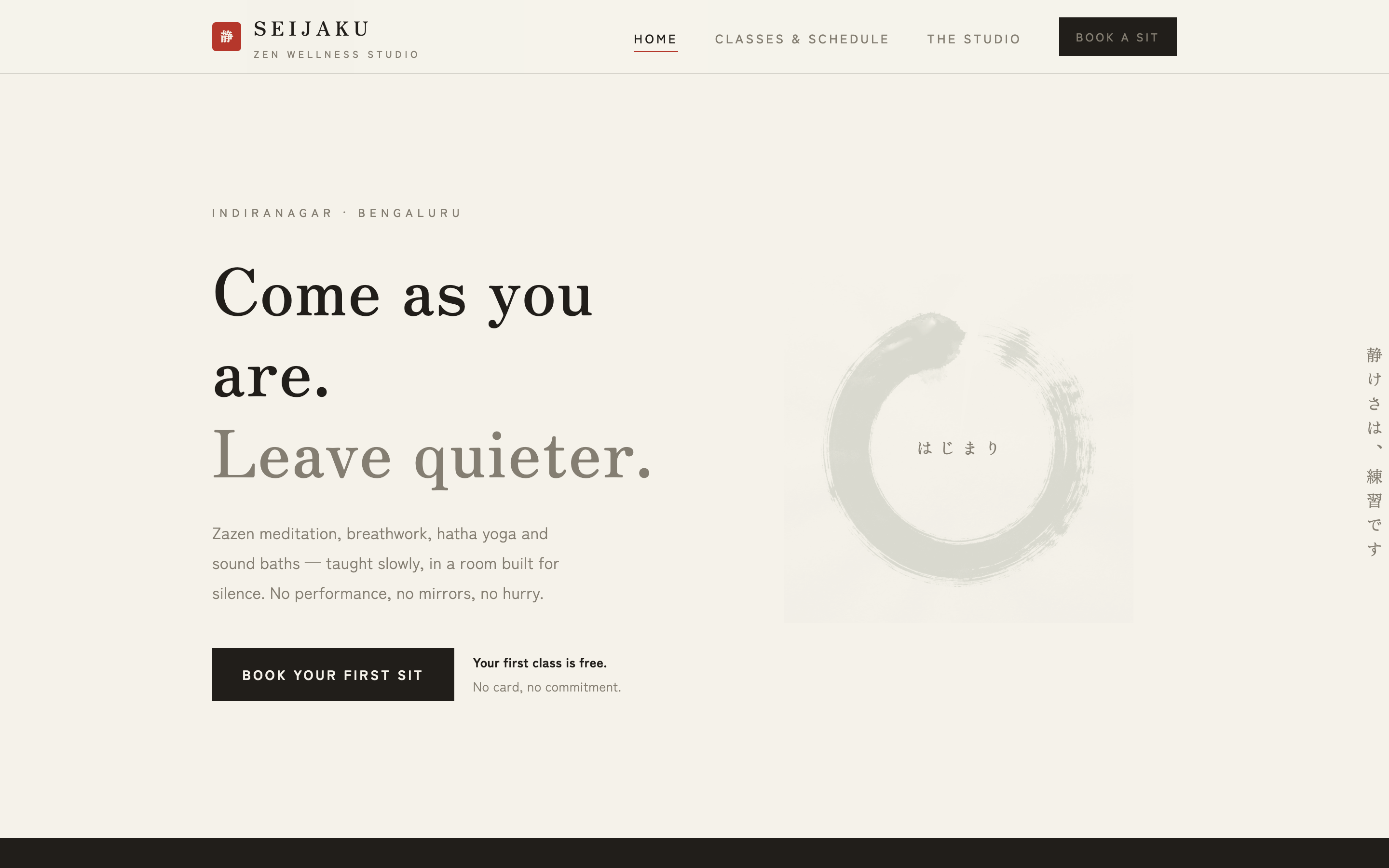 Wellness studio concept website by Mizuron